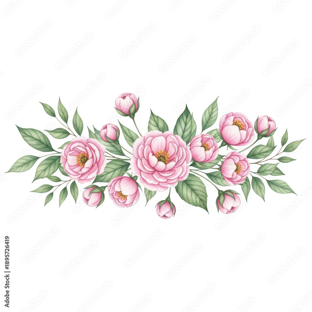 Fototapeta premium Pink peonies floral arrangement isolated on transparent background