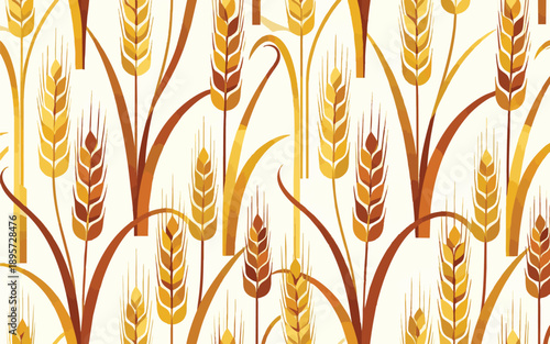 Golden Wheat Seamless Pattern Barley Rye Grain Vector