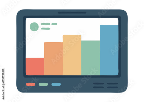 Compact Laptop-Style Dashboard with Colorful Bar Chart