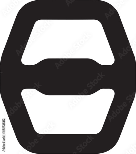 Abstract black rounded hexagonal shape icon symbolizing connection, link, equality or modularity