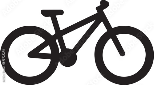 Bicycle icon simple black silhouette outline on white for sport travel leisure transportation