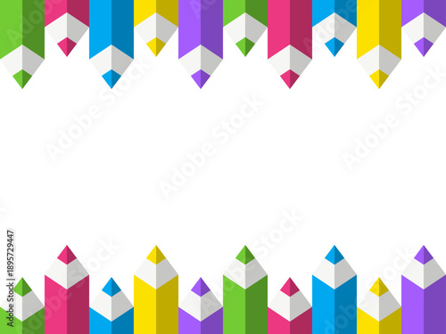 並び建つペンシルタワーの上下フレーム カラフルなデザインの壁紙素材