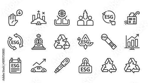 Environmental Sustainable Governance Icons Set.
