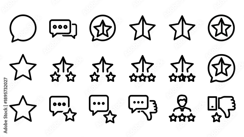 Fototapeta premium Set of Simple Black Rating Icons.