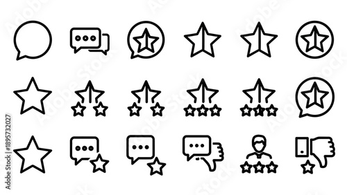 Set of Simple Black Rating Icons.