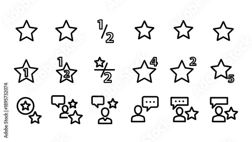 Set of Simple Star Rating Icons.