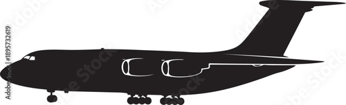 Air Freight Cargo Plane Side View Silhouette
