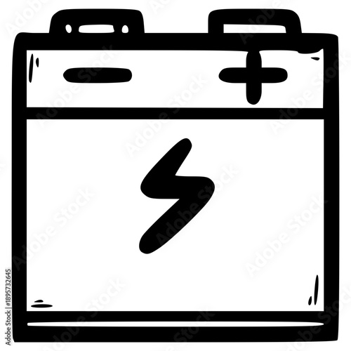 doodle battery 9v illustration hand drawn outline vector