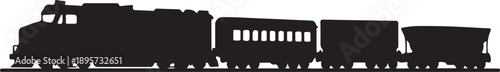 Railway Train Side View Silhouette Vector