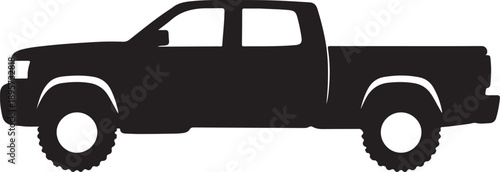 American Style Pickup Truck Side View Silhouette