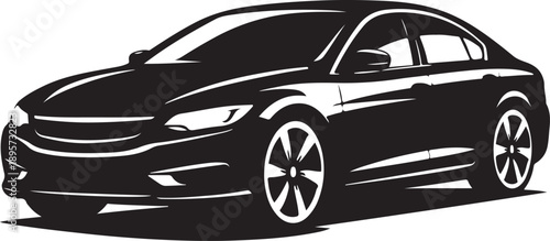 Modern Sedan Car Side View Silhouette Vector