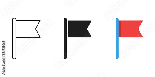 Flags on poles in black white and red for marking or signaling