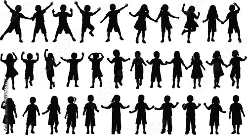 Large bundle of black silhouettes featuring professional business people dancing couples reading children elderly in wheelchairs shoes and handbags for architectural visualization and urban design