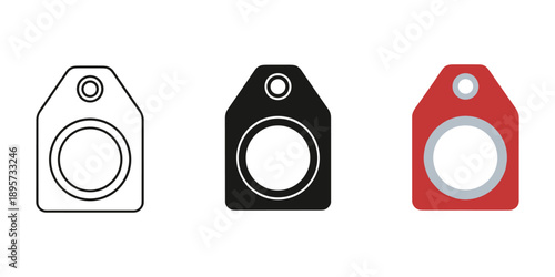 Set of modern price tags in white, black, and red colors