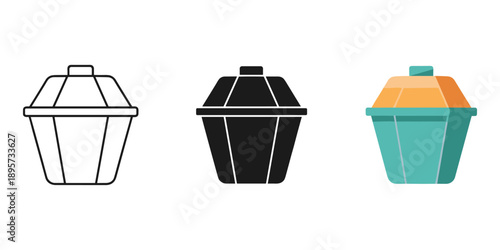 Three colorful takeaway coffee cups with lids in various styles
