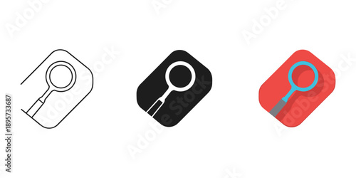 Magnifying glass icons in various styles and colors