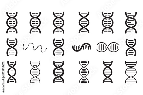 Molecular DNA Icon Set for Medical and Scientific Design