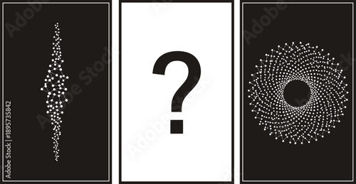 Abstract network puzzle with branching tree, question mark, and spiral structure, symbolizing pattern recognition and visual logic challenge