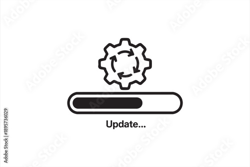 Software Update Progress Bar with Gear Icon for System Interface