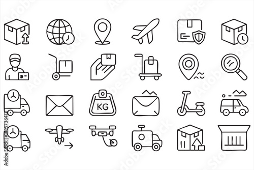Modern Logistics Line Icons for Ecommerce and Transport Apps