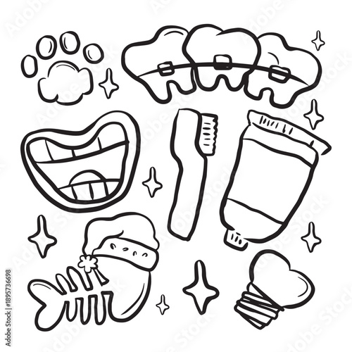 Hand drawn cute dental clip art vector