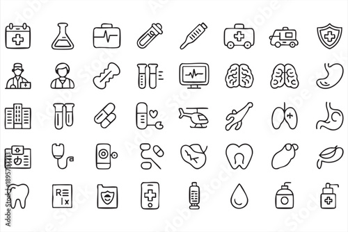 Medical and Health Icons for Emergency and Hospital Design