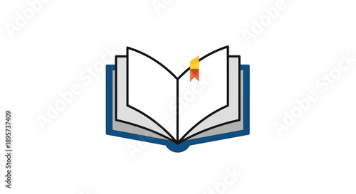 Open book with bookmark icon illustration