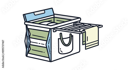 Laundry basket with drying rack illustration