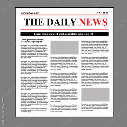 Vector illustration template for the layout of a daily business tabloid newspaper or magazine with text and images.