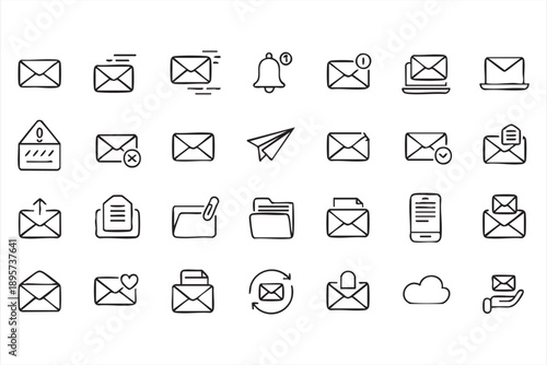 Minimal Email Icons for Communication and Productivity Design