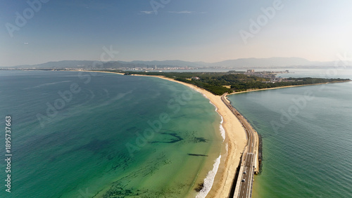 Photos Uminonakamichi Beach, Higashi Ward, Fukuoka, Japan – Aerial Drone View of Coastl