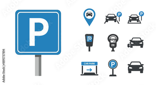 Parking signs and symbols collection