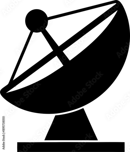Communication tower satellite dish antenna icons set illustrates modern wireless broadcasting and global data transmission technologies.