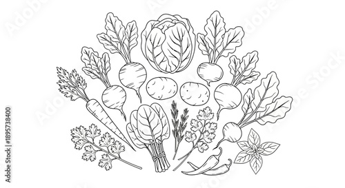 Hand-drawn vegetables vector illustration