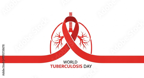 Minimal Red Lung Ribbon Vector Icon for Awareness Poster, Social Media Campaign, Flyer, and Editable Graphic Template