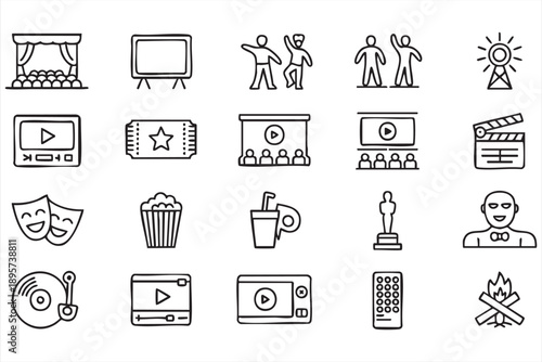 Movie and Entertainment Icons for Media and Streaming Apps