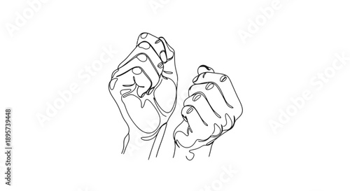 Continuous line drawing of two hands clasped together in a gesture of unity and solidarity.