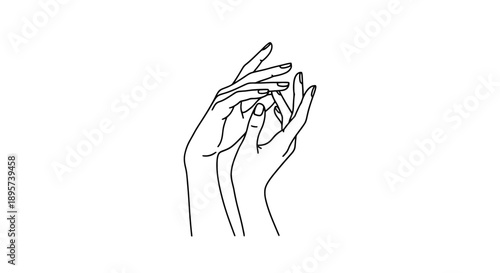 Simple line drawing of two hands reaching out to each other.