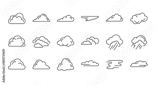 Cloud Icons Set: Weather Forecast Symbols