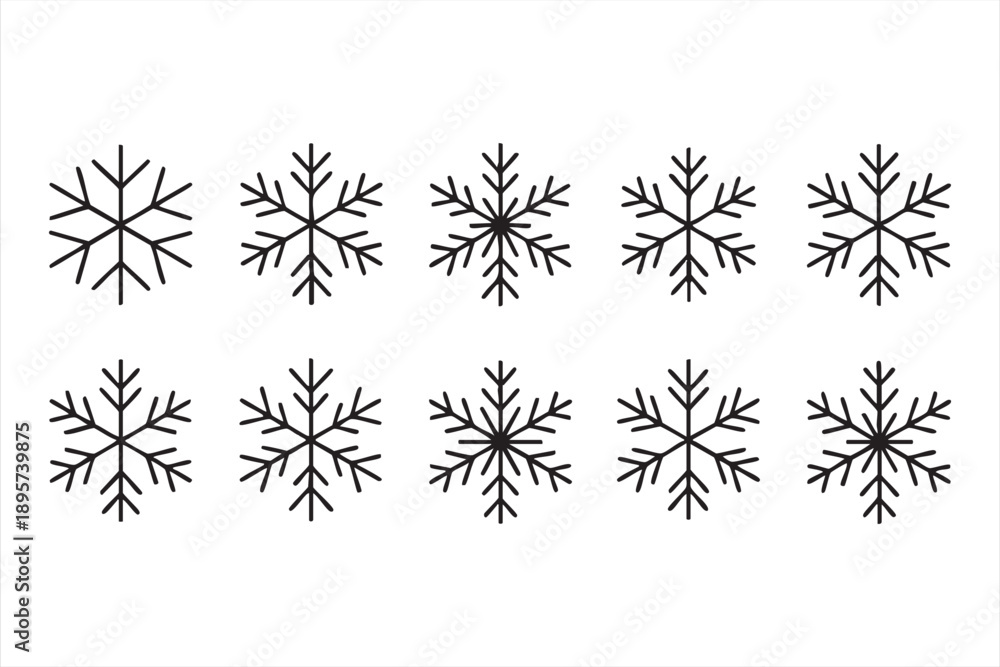Obraz premium Minimal Snowflake Icons for Winter and Cold Weather Design