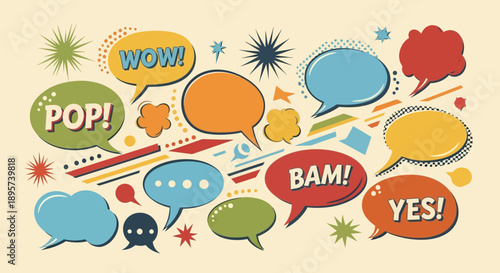 Retro Comic Speech Bubbles Pop Art Design