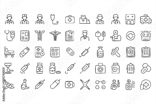 Medical Healthcare Icons Vector Set for Infographics and Apps