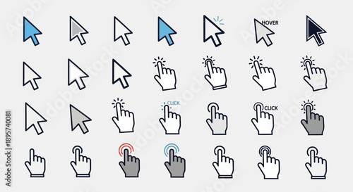 Cursor Icon Set. Vector Illustration