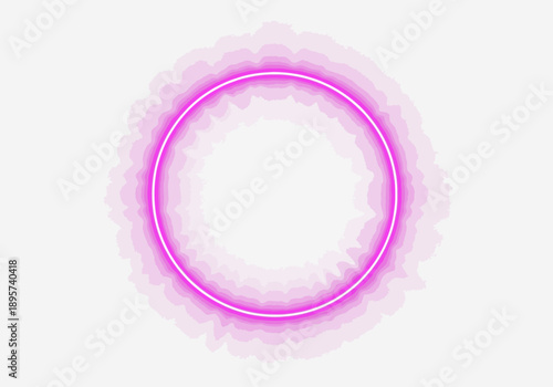 A vibrant neon circle glows brightly on a white background, creating a radiant visual effect.