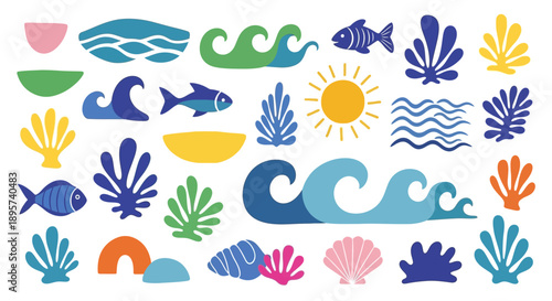 Summer sea elements vector illustration