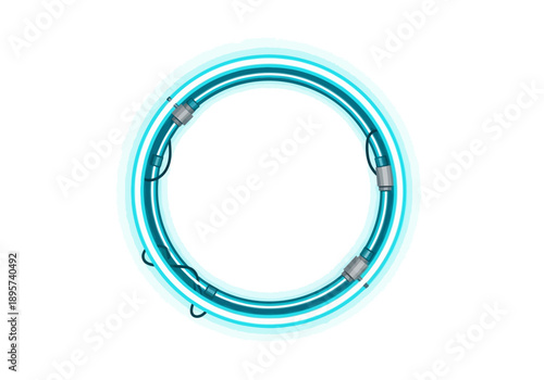 A glowing blue hula hoop in a circular motion against a white background