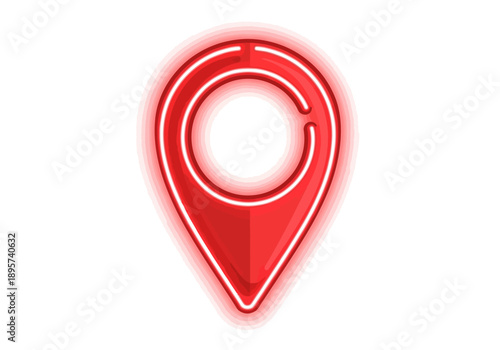 A red location marker icon on a white background