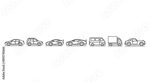 Car Lineup: Diverse Vehicle Icons