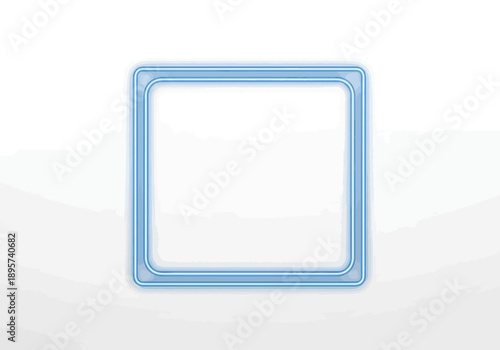 A blue square frame on a white background with layered border effects