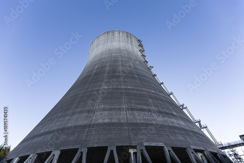 Bilde på lerret Abandoned and defunct nuclear reactor cooling towers.